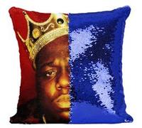 Fabulous Coussin avec Housse Sequin - Paillettes Bleu The Notorious Big Roi [40 x 40 cm] Bleu G