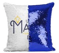 Fabulous Coussin avec Housse Sequin - Paillettes Bleu Une Mamie en Or [40 x 40 cm] Bleu G