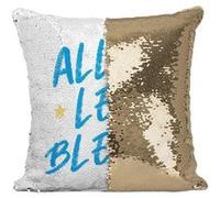Fabulous Coussin avec Housse Sequin - Paillettes Doré Allez les Bleus ! [40 x 40 cm] Doré G