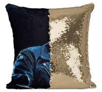 Fabulous Coussin avec Housse Sequin - Paillettes Doré Arnold Schwarzenegger Terminator [40 x 40 cm] Doré G