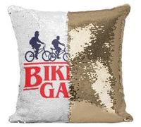 Fabulous Coussin avec Housse Sequin - Paillettes Doré Bikers Gang - Stranger things [40 x 40 cm] Doré G