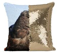 Fabulous Coussin avec Housse Sequin - Paillettes Doré Buse de Harris Rapace [40 x 40 cm] Doré G
