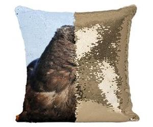 Fabulous Coussin avec Housse Sequin - Paillettes Doré Buse de Harris Rapace [40 x 40 cm] Doré G
