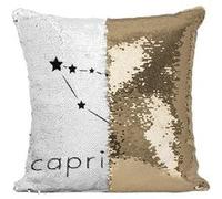 Fabulous Coussin avec Housse Sequin - Paillettes Doré Capricorne Etoile Signe Astrologie [40 x 40 cm] Doré G