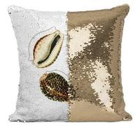 Fabulous Coussin avec Housse Sequin - Paillettes Doré Cercle Coquillage [40 x 40 cm] Doré G