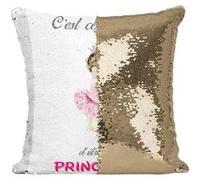 Fabulous Coussin avec Housse Sequin - Paillettes Doré C'est Complique D'Etre Une Princesse [40 x 40 cm] Doré G