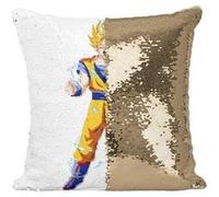 Fabulous Coussin avec Housse Sequin - Paillettes Doré Dragon Ball Super Son Goku Super Saiyan [40 x 40 cm] Doré G