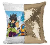 Fabulous Coussin avec Housse Sequin - Paillettes Doré Dragon Ball Super Z Broly Manga [40 x 40 cm] Doré G
