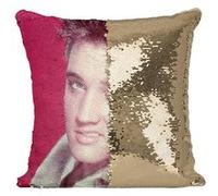 Fabulous Coussin avec Housse Sequin - Paillettes Doré Elvis Presley Chanteur [40 x 40 cm] Doré G