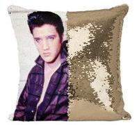 Fabulous Coussin avec Housse Sequin - Paillettes Doré Elvis Presley Chanteur 6 [40 x 40 cm] Doré G
