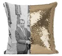 Fabulous Coussin avec Housse Sequin - Paillettes Doré Elvis Presley Richard Nixon Maison Blanche [40 x 40 cm] Doré G
