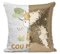 Fabulous Coussin avec Housse Sequin - Paillettes Doré Girafe Cou Monté [40 x 40 cm] Doré G