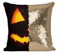 Fabulous Coussin avec Housse Sequin - Paillettes Doré Halloween Citrouille Effrayante [40 x 40 cm] Doré G
