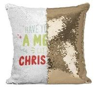 Fabulous Coussin avec Housse Sequin - Paillettes Doré Have Yourself a Merry Little Christmas [40 x 40 cm] Doré G