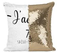 Fabulous Coussin avec Housse Sequin - Paillettes Doré J'Adore 71 Saone Et Loire Departement Macon [40 x 40 cm] Doré G