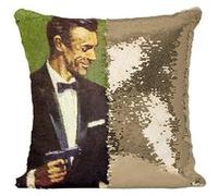 Fabulous Coussin avec Housse Sequin - Paillettes Doré James Bond 007 Sean Connery [40 x 40 cm] Doré G