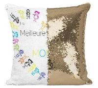 Fabulous Coussin avec Housse Sequin - Paillettes Doré La Meilleures Maîtresse du Monde Coeur [40 x 40 cm] Doré G