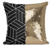 Fabulous Coussin avec Housse Sequin - Paillettes Doré Motif Geometrique Cube [40 x 40 cm] Doré G