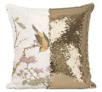 Fabulous Coussin avec Housse Sequin - Paillettes Doré Oiseau sur une Branche Estampe [40 x 40 cm] Doré G