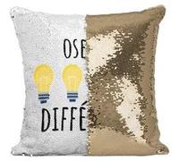 Fabulous Coussin avec Housse Sequin - Paillettes Doré Ose Etre Différent [40 x 40 cm] Doré G