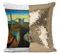 Fabulous Coussin avec Housse Sequin - Paillettes Doré Salvadore Dali Persistance de la Memoire [40 x 40 cm] Doré G