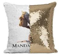 Fabulous Coussin avec Housse Sequin - Paillettes Doré The Mandalorian - Roi Lion [40 x 40 cm] Doré G