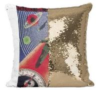Fabulous Coussin avec Housse Sequin - Paillettes Doré un Jour sur Mars Vieille Affiche Russe de Film [40 x 40 cm] Doré G