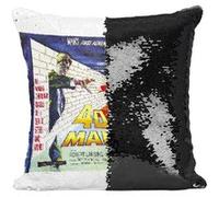 Fabulous Coussin avec Housse Sequin - Paillettes Noir Affiche 4D Man Rétro Poster [40 x 40 cm] Noir G