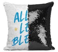 Fabulous Coussin avec Housse Sequin - Paillettes Noir Allez les Bleus ! [40 x 40 cm] Noir G