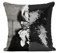 Fabulous Coussin avec Housse Sequin - Paillettes Noir Andy Warhol Artiste [40 x 40 cm] Noir G