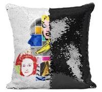 Fabulous Coussin avec Housse Sequin - Paillettes Noir Andy Warhol collage [40 x 40 cm] Noir G