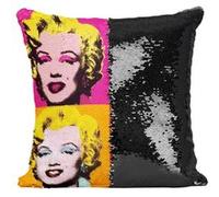 Fabulous Coussin avec Housse Sequin - Paillettes Noir Andy Warhol Portrait Quadriptique Marilyn Monroe [40 x 40 cm] Noir G