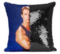 Fabulous Coussin avec Housse Sequin - Paillettes Noir Arnold Schwarzenegger Jeune [40 x 40 cm] Noir G