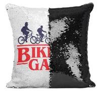 Fabulous Coussin avec Housse Sequin - Paillettes Noir Bikers Gang - Stranger things [40 x 40 cm] Noir G