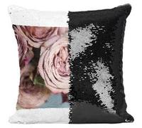 Fabulous Coussin avec Housse Sequin - Paillettes Noir Bouquet de Roses Vintage [40 x 40 cm] Noir G