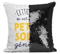 Fabulous Coussin avec Housse Sequin - Paillettes Noir Cette Fille est une Petite Soeur Géniale [40 x 40 cm] Noir G