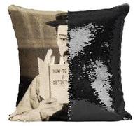 Fabulous Coussin avec Housse Sequin - Paillettes Noir Charlie Chaplin How to be a Detective [40 x 40 cm] Noir G