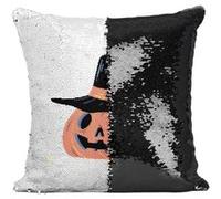 Fabulous Coussin avec Housse Sequin - Paillettes Noir Citrouille Socière [40 x 40 cm] Noir G