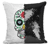 Fabulous Coussin avec Housse Sequin - Paillettes Noir Crane Muerte Mexique [40 x 40 cm] Noir G