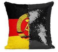 Fabulous Coussin avec Housse Sequin - Paillettes Noir Drapeau Allemagne de L'est [40 x 40 cm] Noir G