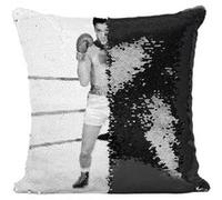 Fabulous Coussin avec Housse Sequin - Paillettes Noir Elvis Presley Chanteur 12 [40 x 40 cm] Noir G