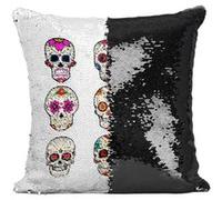 Fabulous Coussin avec Housse Sequin - Paillettes Noir Ensemble de Crane Muerte Mexico [40 x 40 cm] Noir G