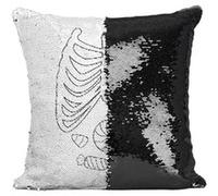 Fabulous Coussin avec Housse Sequin - Paillettes Noir Halloween Radio [40 x 40 cm] Noir G