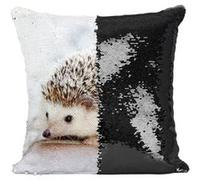 Fabulous Coussin avec Housse Sequin - Paillettes Noir Herisson Blanc Terrasse [40 x 40 cm] Noir G