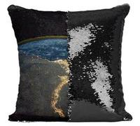 Fabulous Coussin avec Housse Sequin - Paillettes Noir ISS Splendide Photo De la Terre De Nuit Egypt [40 x 40 cm] Noir G