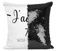 Fabulous Coussin avec Housse Sequin - Paillettes Noir J'Adore 71 Saone Et Loire Departement Macon [40 x 40 cm] Noir G