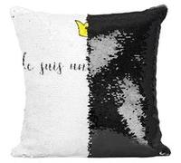 Fabulous Coussin avec Housse Sequin - Paillettes Noir Je Suis une Princesse Dessin Couronne [40 x 40 cm] Noir G