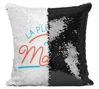 Fabulous Coussin avec Housse Sequin - Paillettes Noir La Plus Belle des Mamies [40 x 40 cm] Noir G