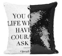 Fabulous Coussin avec Housse Sequin - Paillettes Noir Oprah Winfrey You Get In Life Citation [40 x 40 cm] Noir G