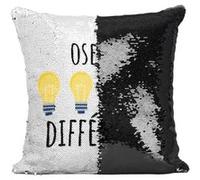 Fabulous Coussin avec Housse Sequin - Paillettes Noir Ose Etre Différent [40 x 40 cm] Noir G
